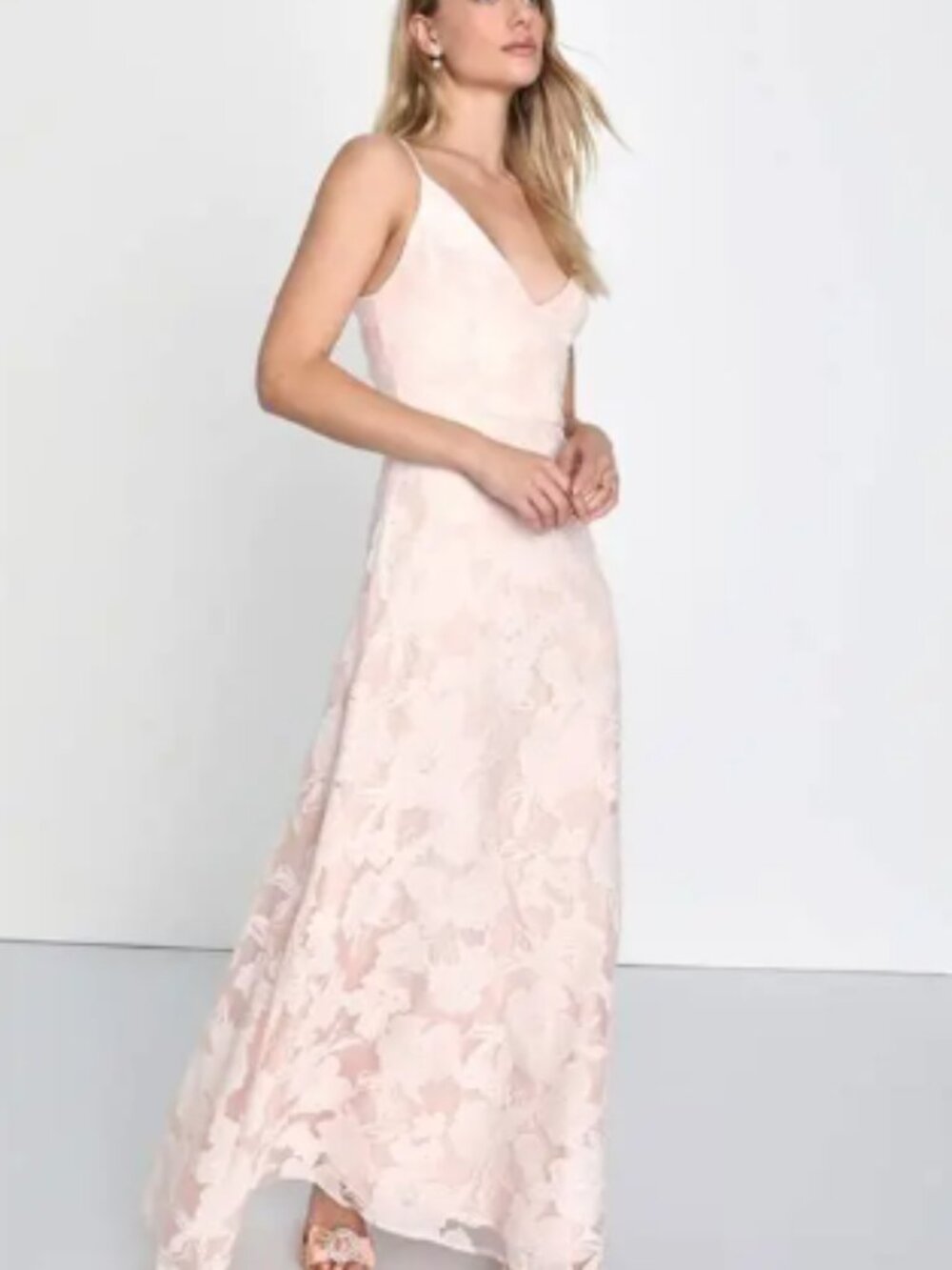 Lulu's Blush Floral Maxi Dress